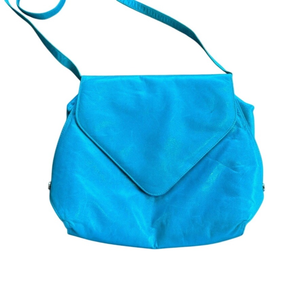 Charles Jourdan‎ Paris Made in France Leather Shoulder Bag Turquoise Envelope